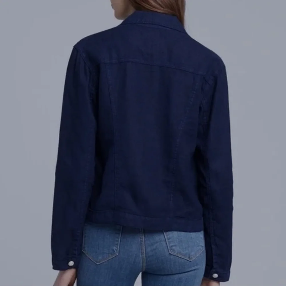 L’agence | Celine Slim Jacket In Marine Ocean Blue denim size small Petit - Picture 3 of 12